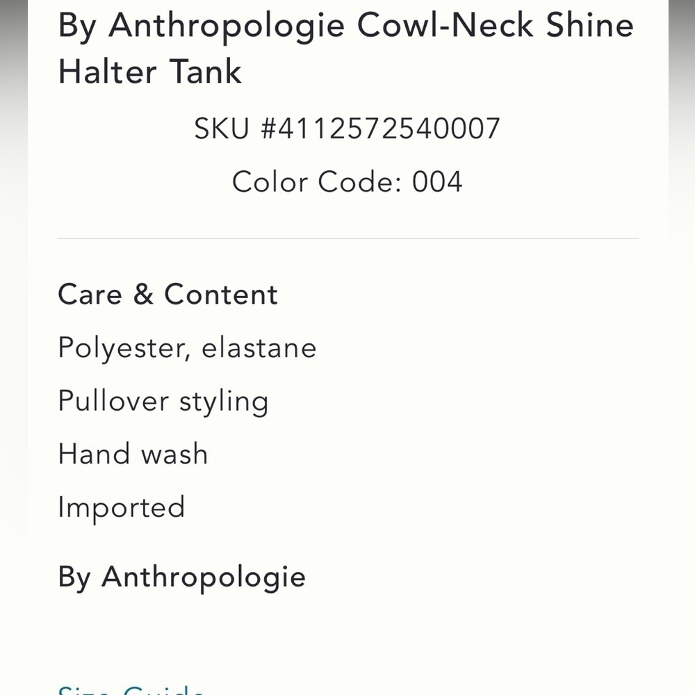 Anthropologie NWT Cowl-Neck Shine Halter Tank size M. - Picture 9 of 16